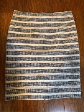 Ann Taylor Striped Pencil Skirt in Black and Cream